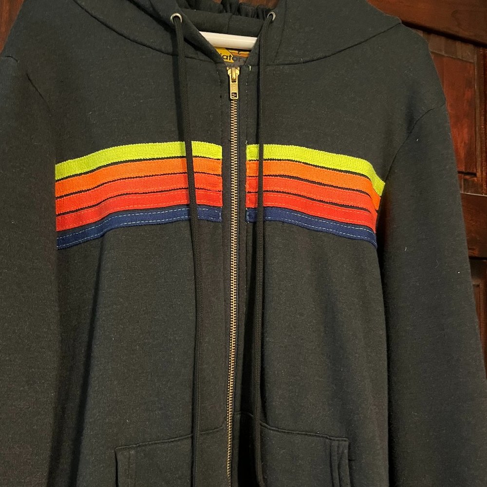 Aviator Nation Zip Sweatshirt- Neon Rainbow- Size Large